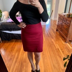 Red pencil skirt